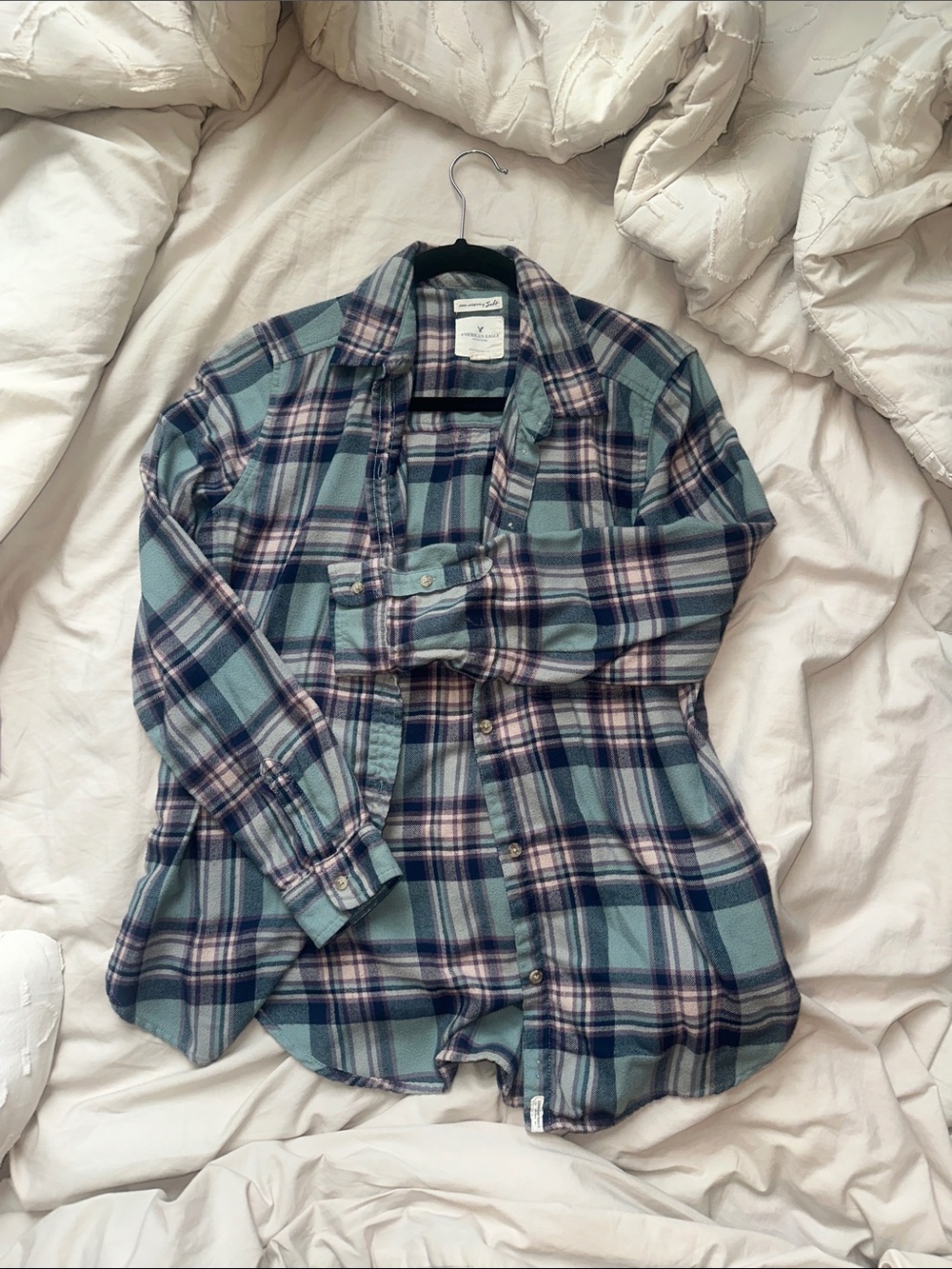 Boyfriend fit Plaid Flannel Shirt - Blue & Green